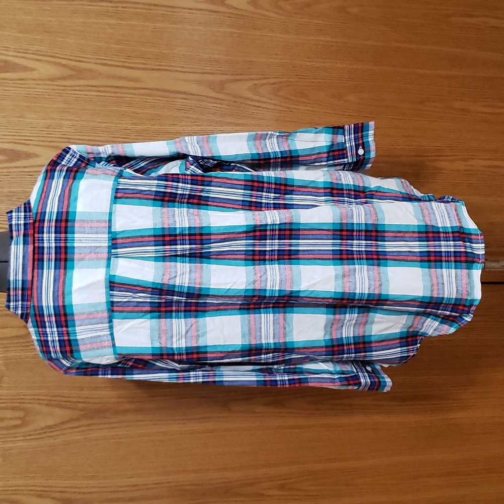 Terra & Sky - Winter White Plaid Flannel Shirt (Womens Plus 16W-18W) - Picture 3 of 12